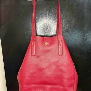 Michael Kors Red Junie pebble leather Tote Bag